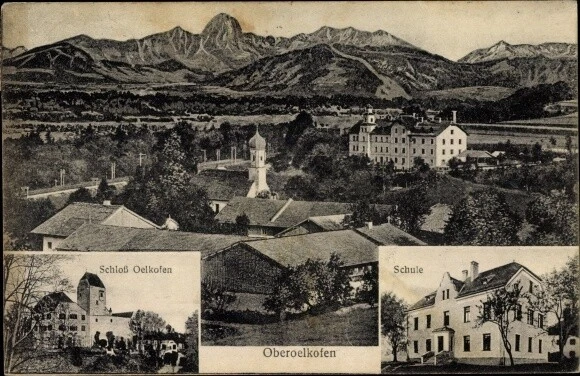 Ak Oberoelkofen Grafing bei München, Schloss Oelkofen, Schule,... - 10087221