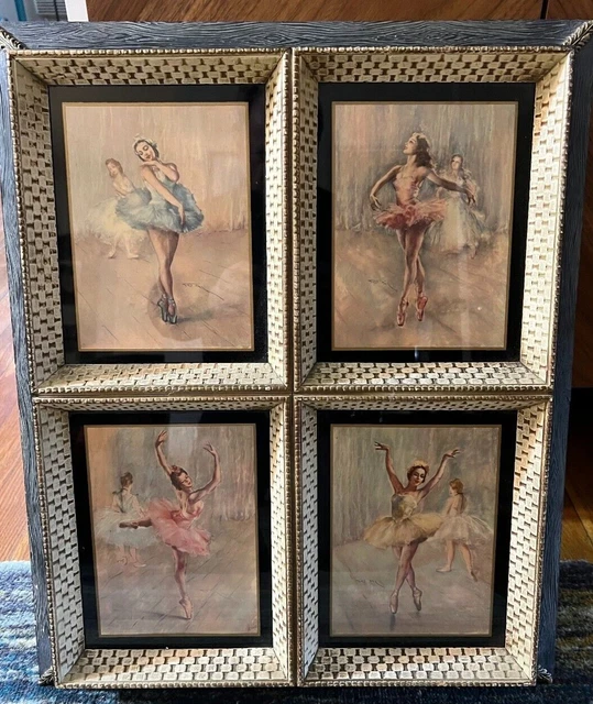 1950s BALLET BALLERINA PRINT PAL FRIED AQUA ORNATE FRAME MID CENTURY PICTURE Lg 1950s BALLET BALLERINA PRINT PAL FRIED AQUA ORNATE FRAME MID CENTURY PICTURE Lg