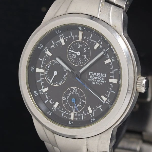 CASIO EDIFICE EF-305 Quartz Men's Watch Black Dial Tested Stylish ...