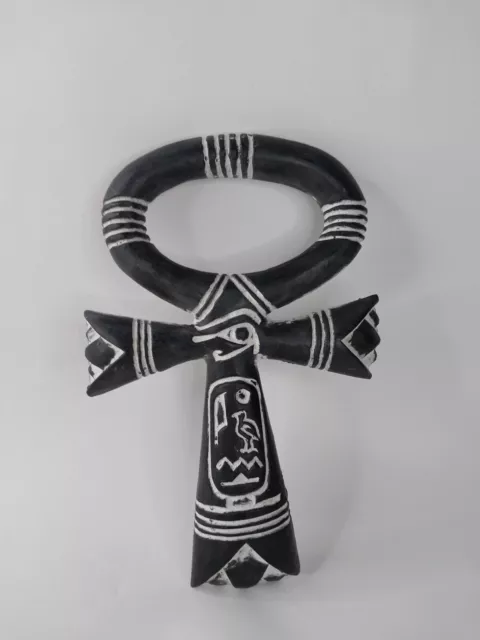 UNIQUE BEAUTIFUL EGYPTIAN KEY of Life Carving Handmade Eye of Horus Hieroglyphic