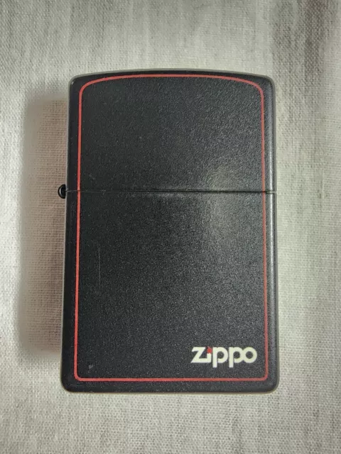 Zippo 2000 Black Matte Lighter Red Border. RARE