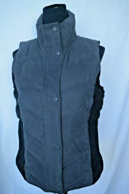 Outback Trading Snowy mountain down vest...black/ grey microsuede..size S