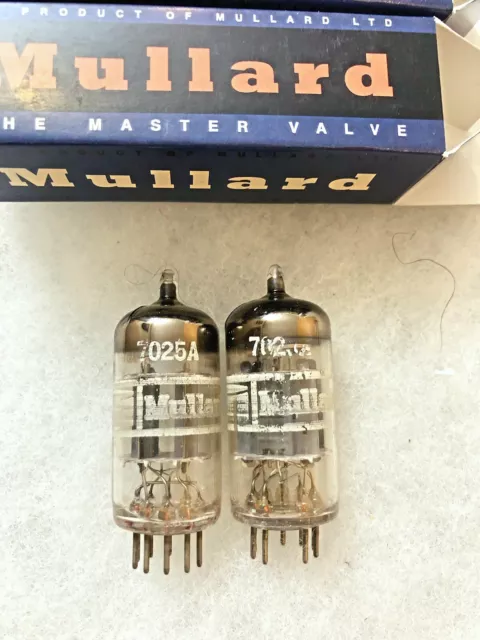 Mullard 7025A 12AX7 ECC83 CV492 O getter Matched Pair Excellent Sounding