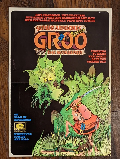 1984 Groo poster! Original Groo the Wanderer Marvel Epic Comics 16"x11" Poster