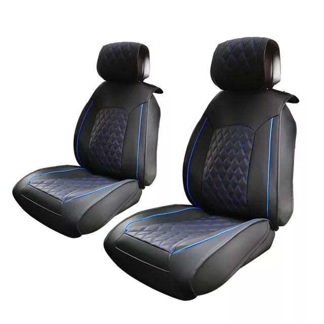 2 Fundas de Asiento Delantero para Ford F-150 Crew Cab 09-23 Negro Azul