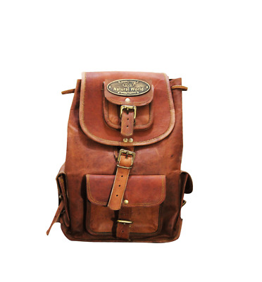 Bag Goat Leather Backpack Rucksack Laptop Genuine Travel Vintage 4 Small Pouch