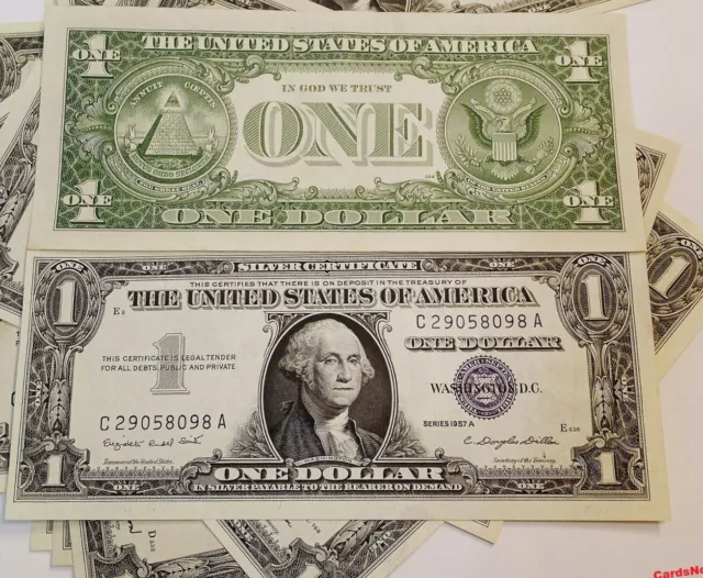 1957 A DOLLAR BILL SILVER CERTIFICATE $1 BLUE SEAL BANK NOTE CRISP about unc AU