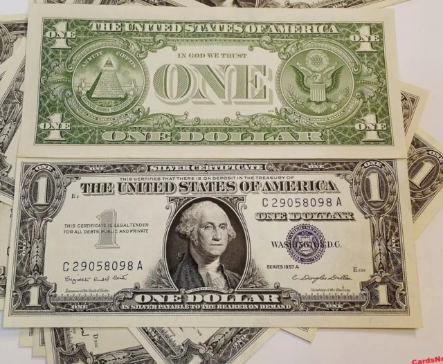 1957 A Dollar Bill Silver Certificate $1 Blue Seal Bank Note Crisp Uncirculated