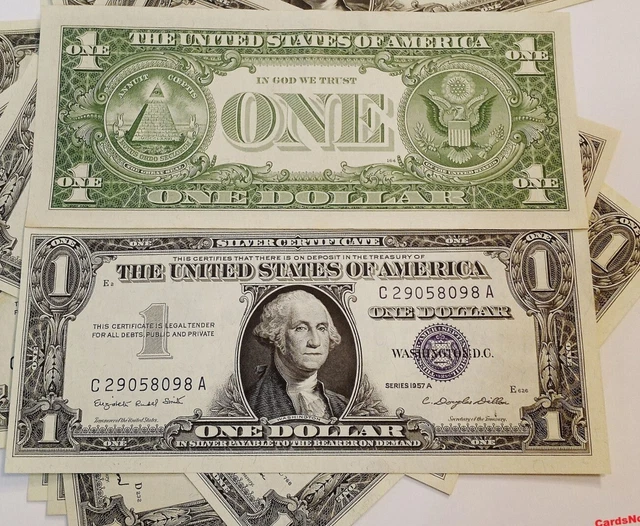 1957 Dollar Bill Silver Certificate $1 Blue Seal Note Crisp Uncirculated Unc