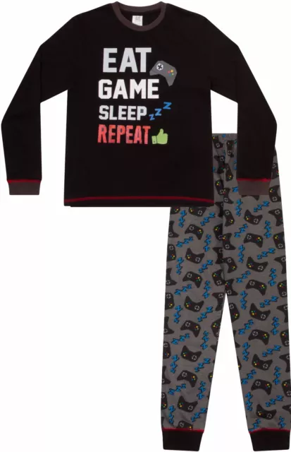 Boys  Eat Sleep Game Repeat Controller Long Pyjamas 8 to 15 Years AOP W17