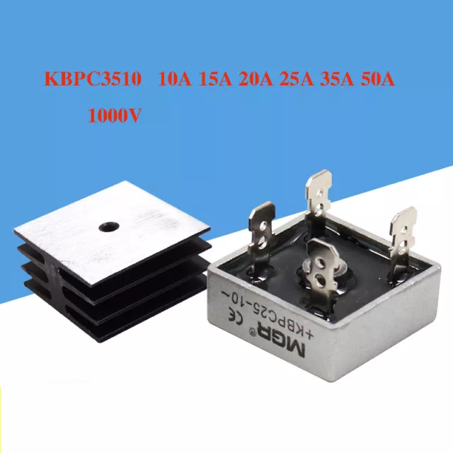 KBPC3510 Einphasig Brückengleichrichter 10A/15A/20A/25A/35A 1000V Kühlkörper