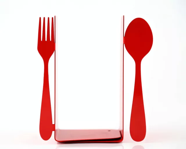 Atelier Article - Gift Steel bookends - Spoon and Fork (Red) 2