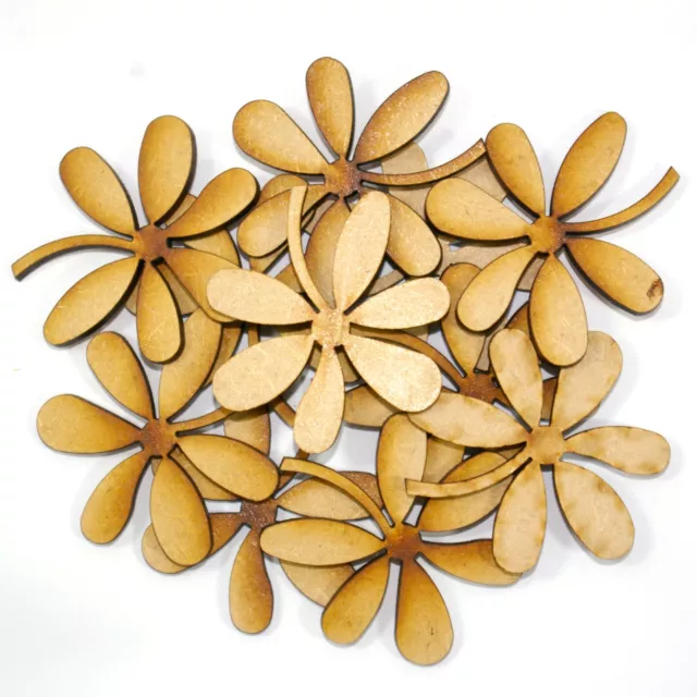 Wooden Flower shapes crafting small 55mm x 3mm