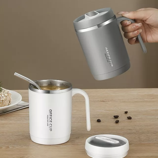 Coffee Mug Stainless Steel Double Wall Leakproof Travel Cup Insulated with Straw