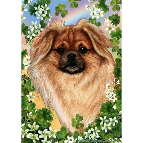 Clover Garden Flag - Red Sable Tibetan Spaniel 314771