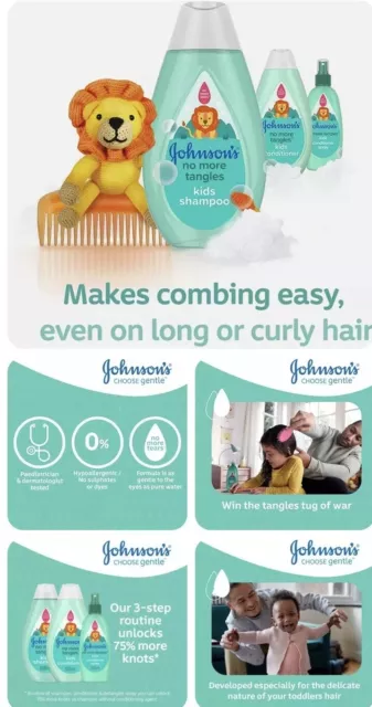 Johnsons Kids Conditioner Shampoo Delicate Scalp  No More Tangles 5x 300ml NEW 2