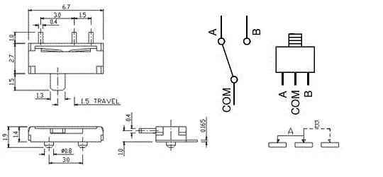 50x SMD Schiebeschalter MSK-12C02 - 7-polige Mini-Schalter Für MP3 MP4 Tablets
