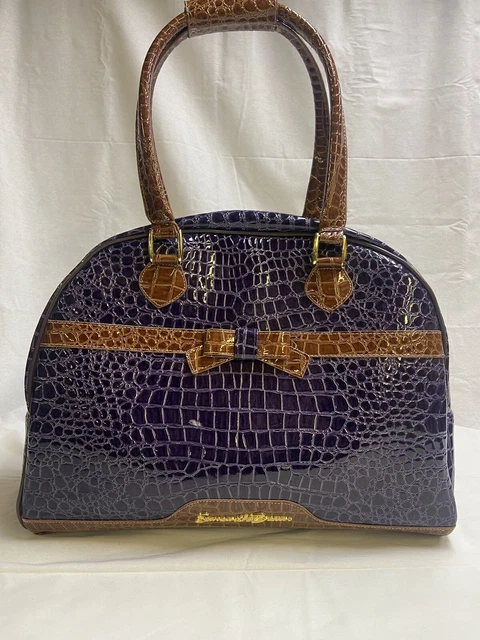 Samantha Brown Travel Bag Weekend Purple Carry On Croc Embossed