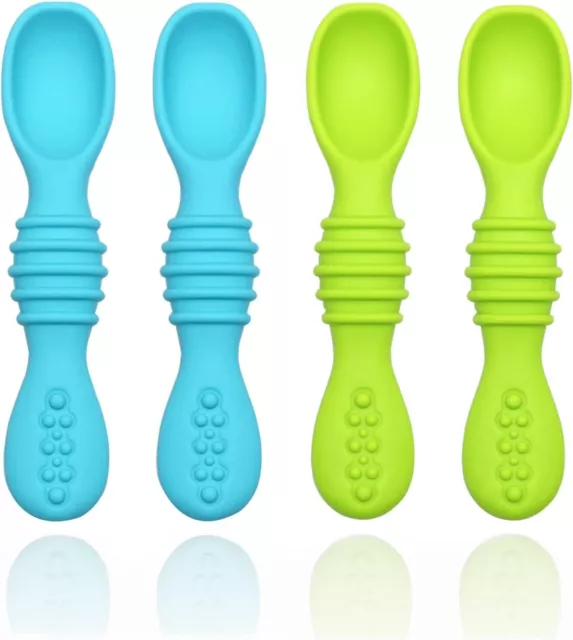 Silicone Baby Spoons 4 Pack | Safe First Stage Toddler Utensils for Led Weaning