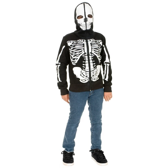 SKELETON HOODIE KIDS Halloween Costume Zipperhead Zip Up Fancy dress 36.60 PicClick