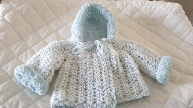 Manteau Bébé 0-9 Mois Fait Main - Blanc, Anorak, 100% Acrylique - Neuf Sans étiquettes