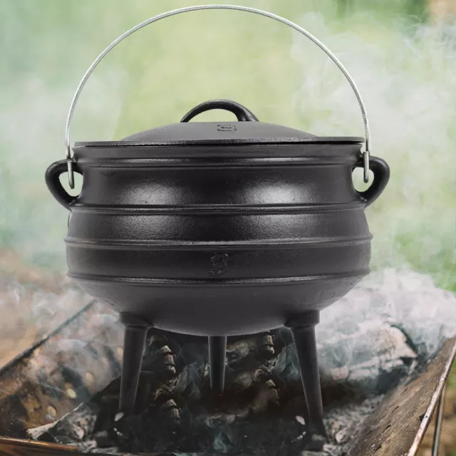 8L Potjie African Cauldron Cast Iron Stew Pot Deep Campfire Cooking Pots Outdoor