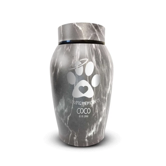 Custom Pet Urn for Dogs Ashes Stone Gray Stainless Steel Custom Engraved Urn