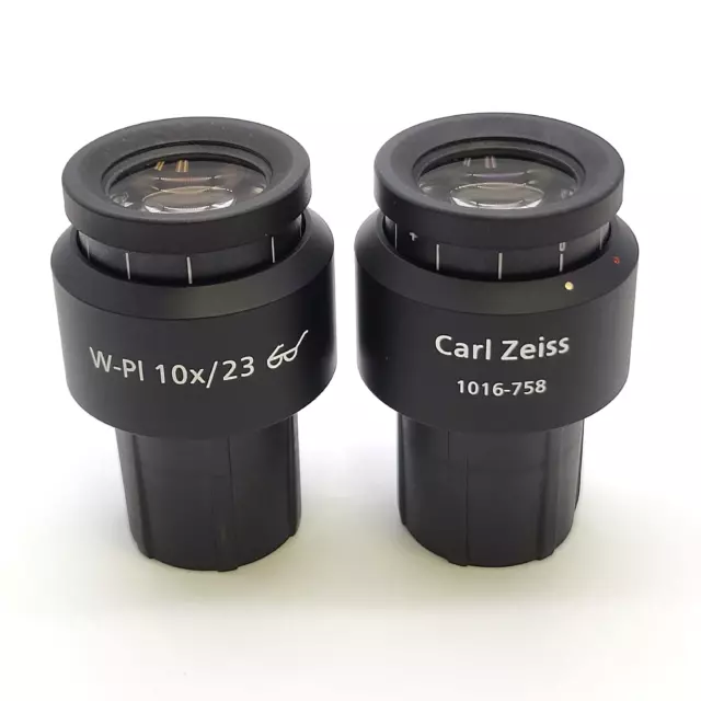 Zeiss Microscope Eyepiece Pair W-Pl 10x/23  1016-758 Focusing Eyepieces