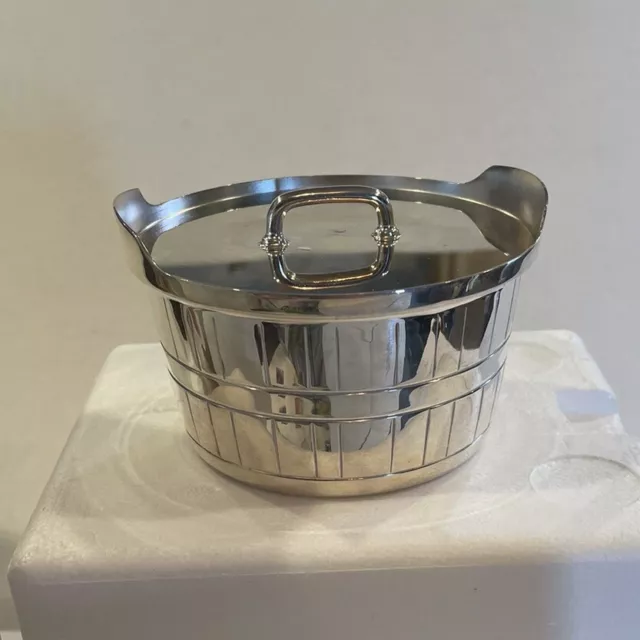 Vintage Gorham Silver Plate YC348 Butter Tub Barrel Bucket Lidded Trinket Dish