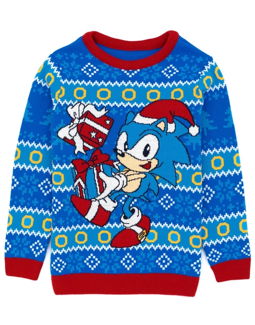 Sonic The Hedgehog Kids Christmas Jumper Boys Girls Knitted Sweater