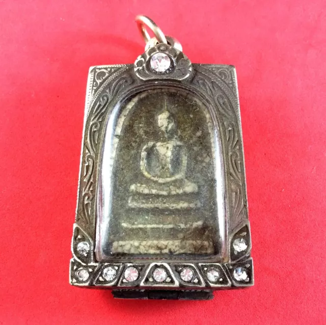 Somdej Wat Rakang Buddha Antique Thai Power Amulet Silver Casing Powerful P 07