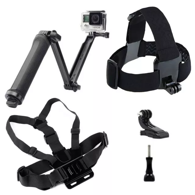 3-Way Arm Stand Bracket Chest Head Strap Set for GoPro Hero 12 11 10 9 8 7 6 5 4