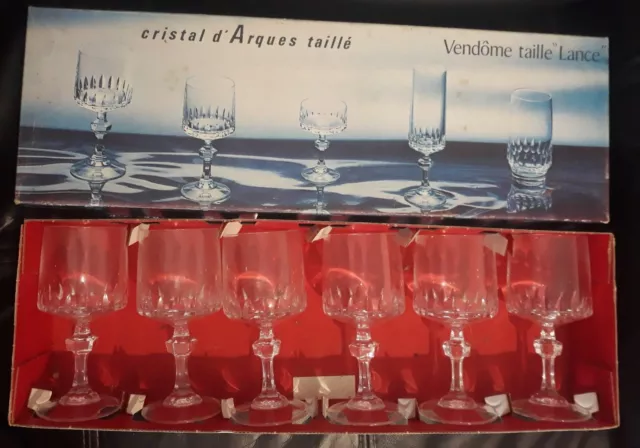 6 verres à eau 25,5 cl Cristal D'arques Vendome Taille Lance