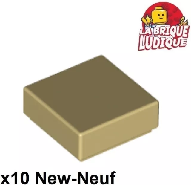 Lego 10x Tile plaque lisse 1x1 with Groove beige/tan 3070b NEUF