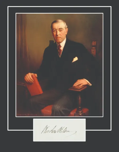 Woodrow Wilson Large 11" x 14" Matted Frame Ready  Re-Print Signature