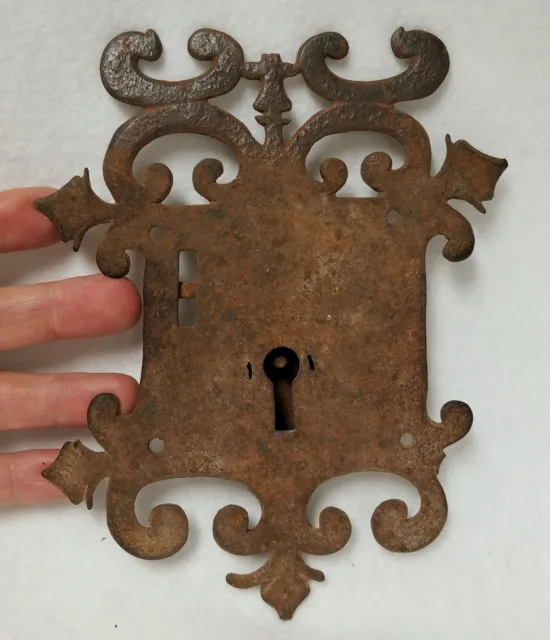Early Large Antique 17th or 18th c. Hand Wrought Iron Lock Mechanism