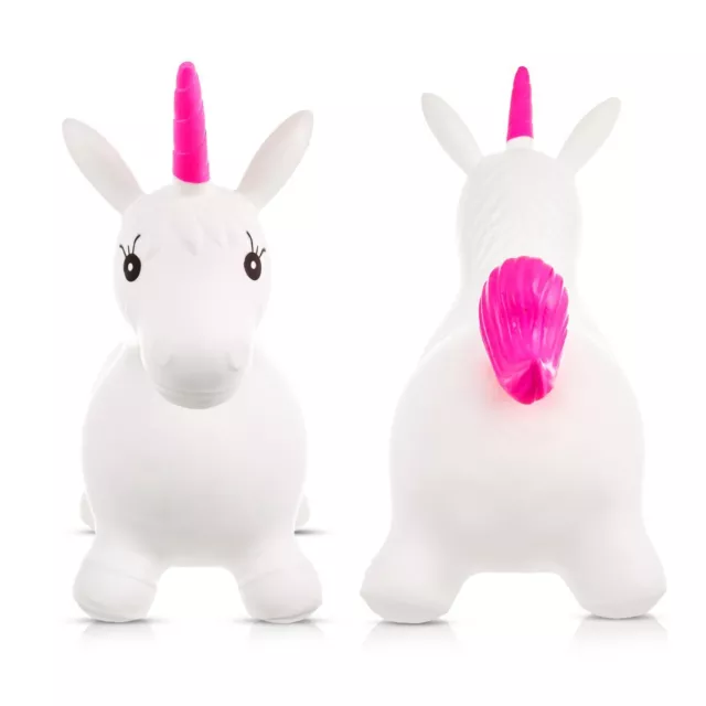 Kids Inflatable Unicorn Jump Bounce Space Hopper Outdoor Animal Ride On Toy Fun