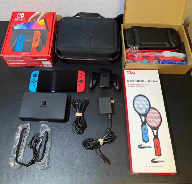 NINTENDO SWITCH OLED Handheld Console Black/Neon Red/Neon W/ EXTRAS! £