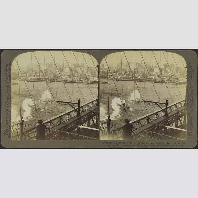 Stereofotografie: Underwood & Underwood. Brooklyn Bridge (III), NY 1902.