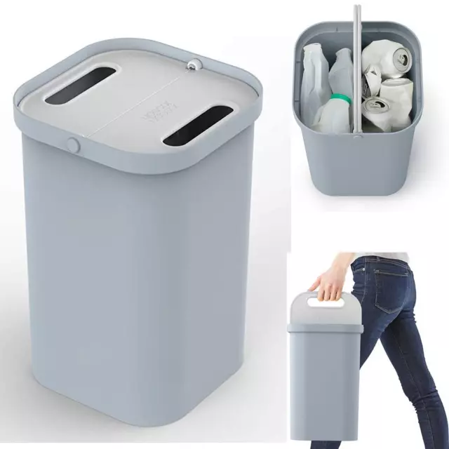 Joseph Joseph 14L Recycle Bin Carry Caddy Dual Compartment Kitchen Paper Plastic