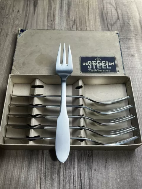 Original Boxed Georg Jensen Stainless Steel Mitra Desert Forks Gundorph Albertus