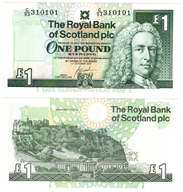 2001 Scotland 1 Pound Royal Bank P351e  Banknote UNC