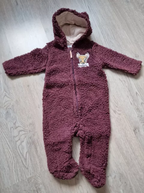 Schneeanzug Gr. 74/80 Disney Bambi Lila Mädchen Overall Winter Outdoor