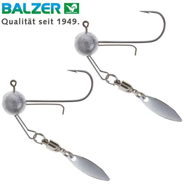 Balzer Shirasu Spinner Jig 2 Jighaken mit Spinnerblatt, Bleikopf für Gummifische