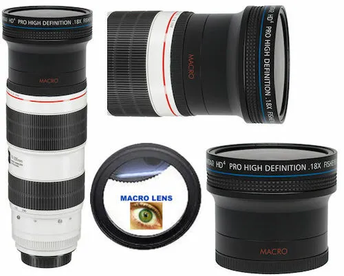 HD4 x18 WIDE FISHEYE LENS + MACRO LENS FOR Canon EF 70-200mm f/2.8L IS III USM