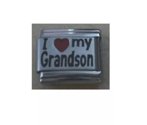 9mm Italian Charm L120  Grand Son I Love My Grandson Fits Classic Size Bracelet