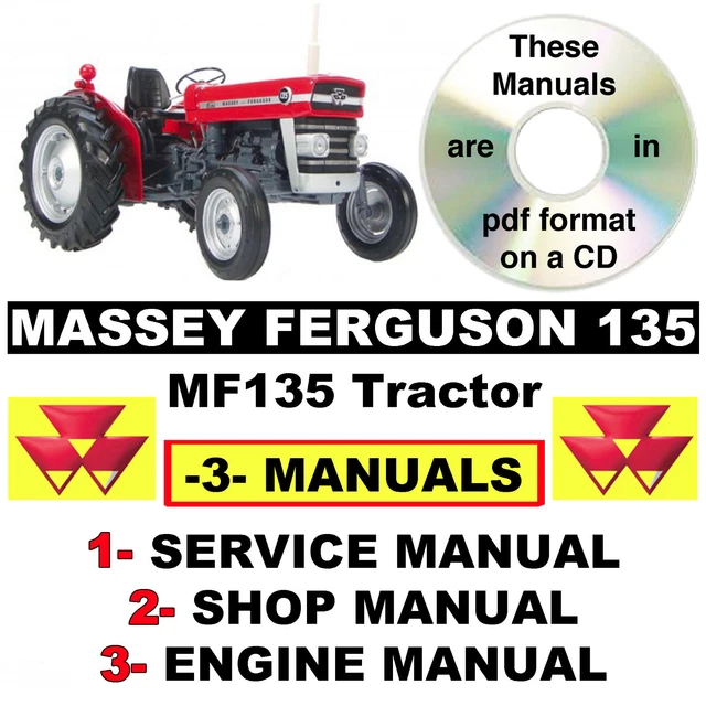 Fsm 135 MASSEY FERGUSON MF 135 Tractor Service, Shop, Engine Manual MF135 -3 ...