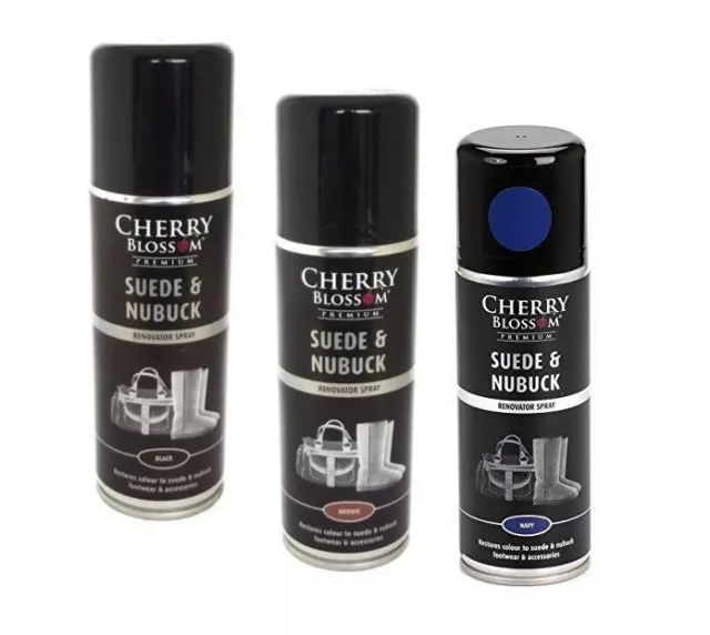 Fiore di ciliegio premium pelle scamosciata e nabuk spray rinnovatore nero, marrone e blu navy