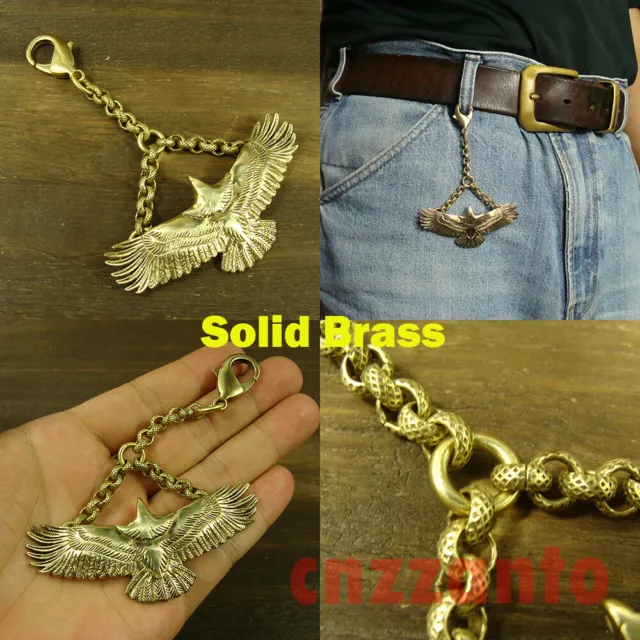 Brass " eagle / hawk " pants Jeans pendant key chain snap hook biker funk H788