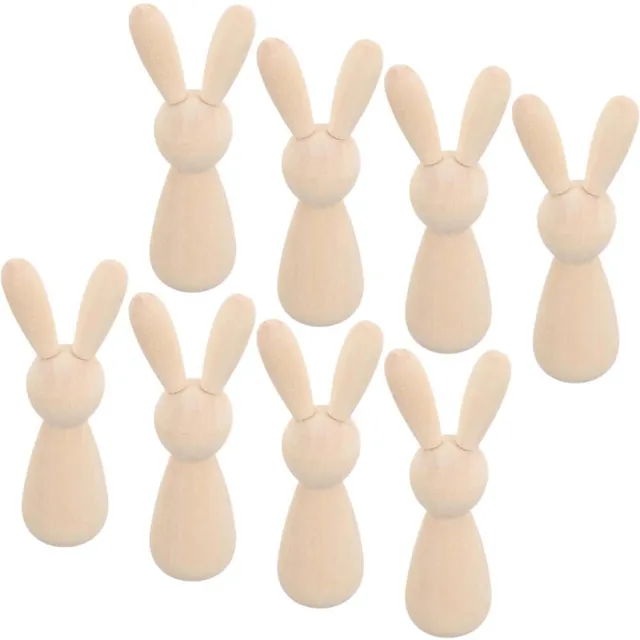 10x Wooden Peg Dolls Blank Wood Figures Micro Rabbit Peg Doll Bodies for Home